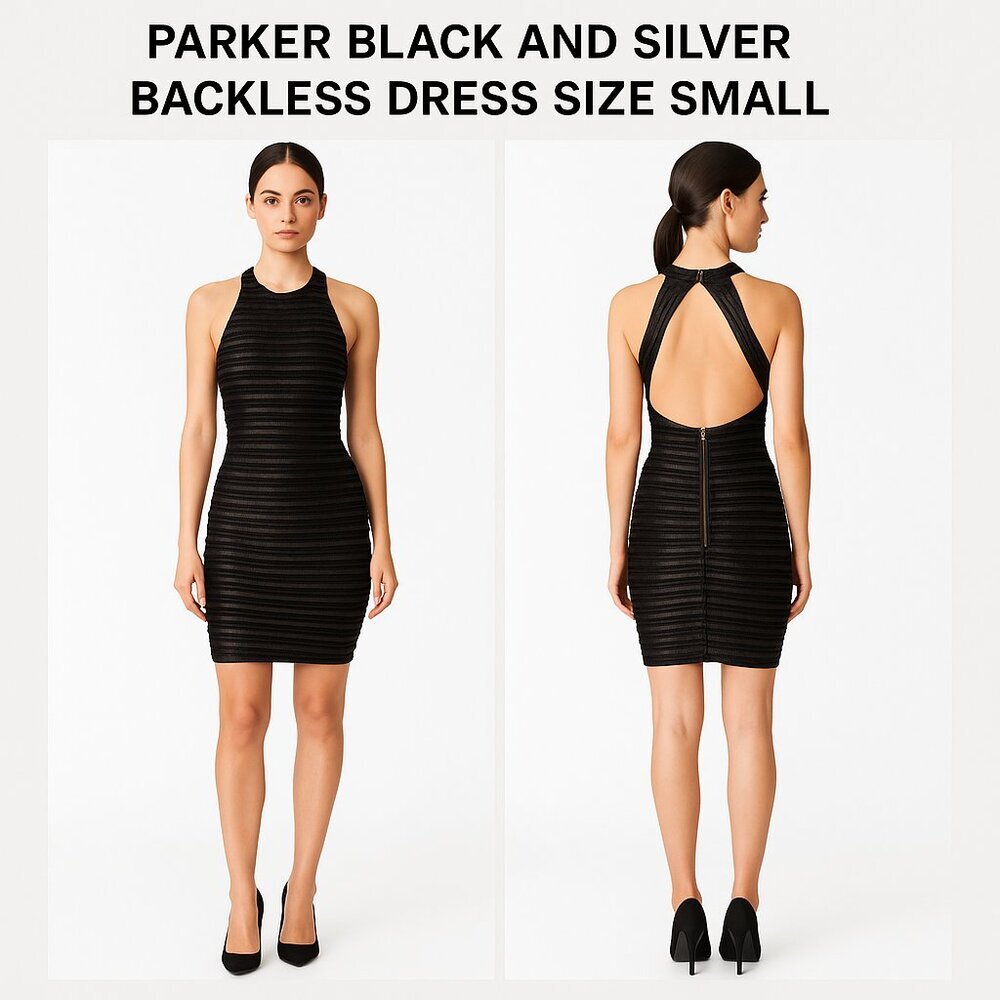 Parker black bandage-style halter dress (Size Small).